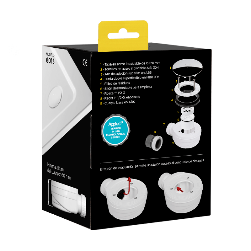 VÁLVULA PLATO DUCHA CON FILTRO Ø 90 MM. Baño Duchaflex®